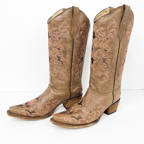 𝅺Circle G pita Fleur de leather embroidered cowboy boots - Picture 10 of 14